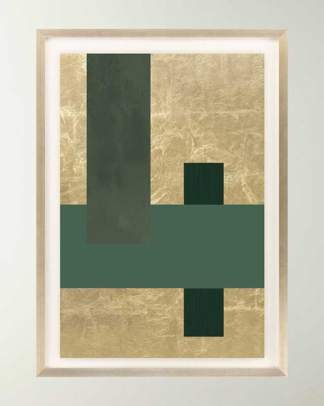 "Gold Colorblock III" Hand-Embellished Giclee by Libby Langdon